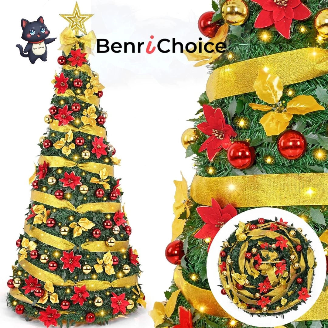 折りたたみ式クリスマスツリー｜120cm / 150cm / 180cm簡単1分セットアップ｜送料無料