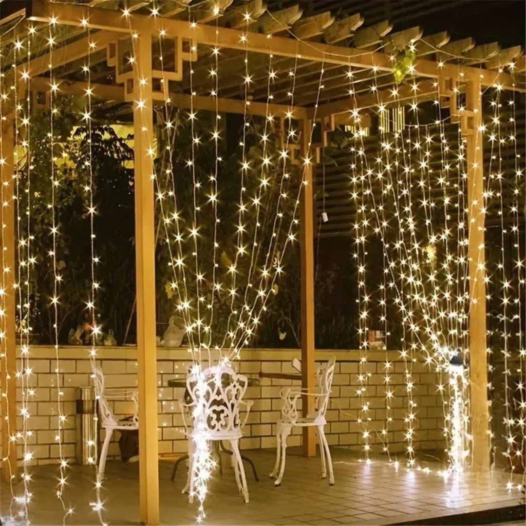 LEDカーテンライト（USBリモコン付き・温かい光）