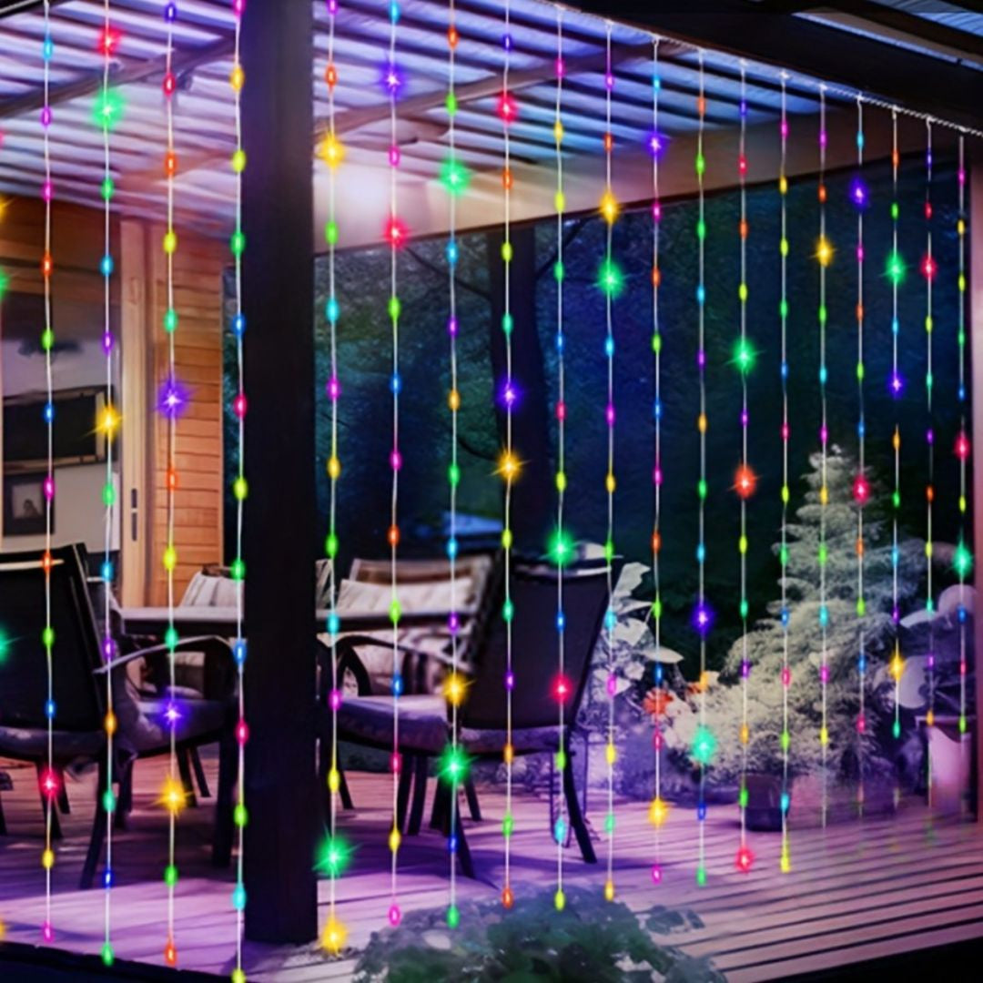 LEDカーテンライト（USBリモコン付き・温かい光）