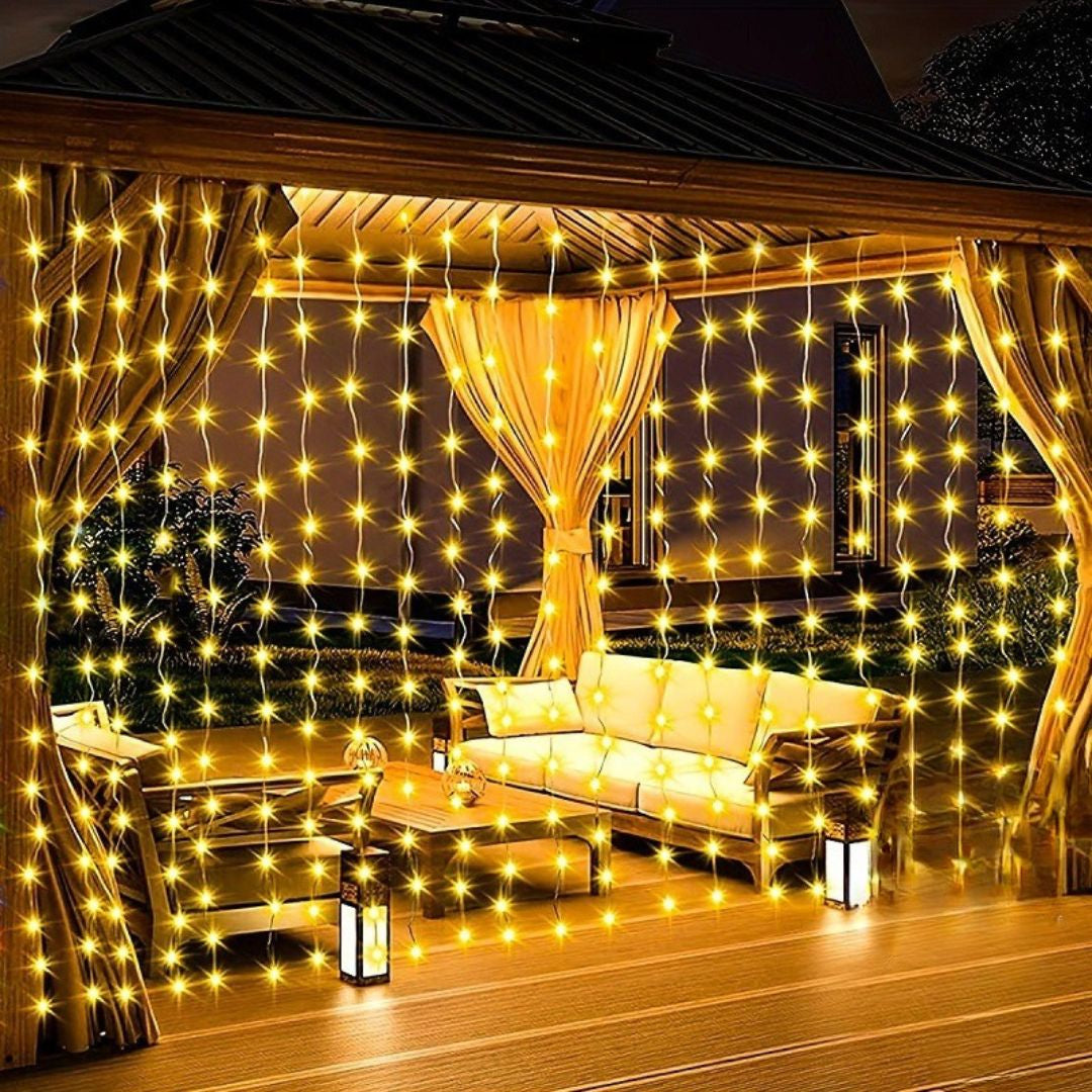 LEDカーテンライト（USBリモコン付き・温かい光）