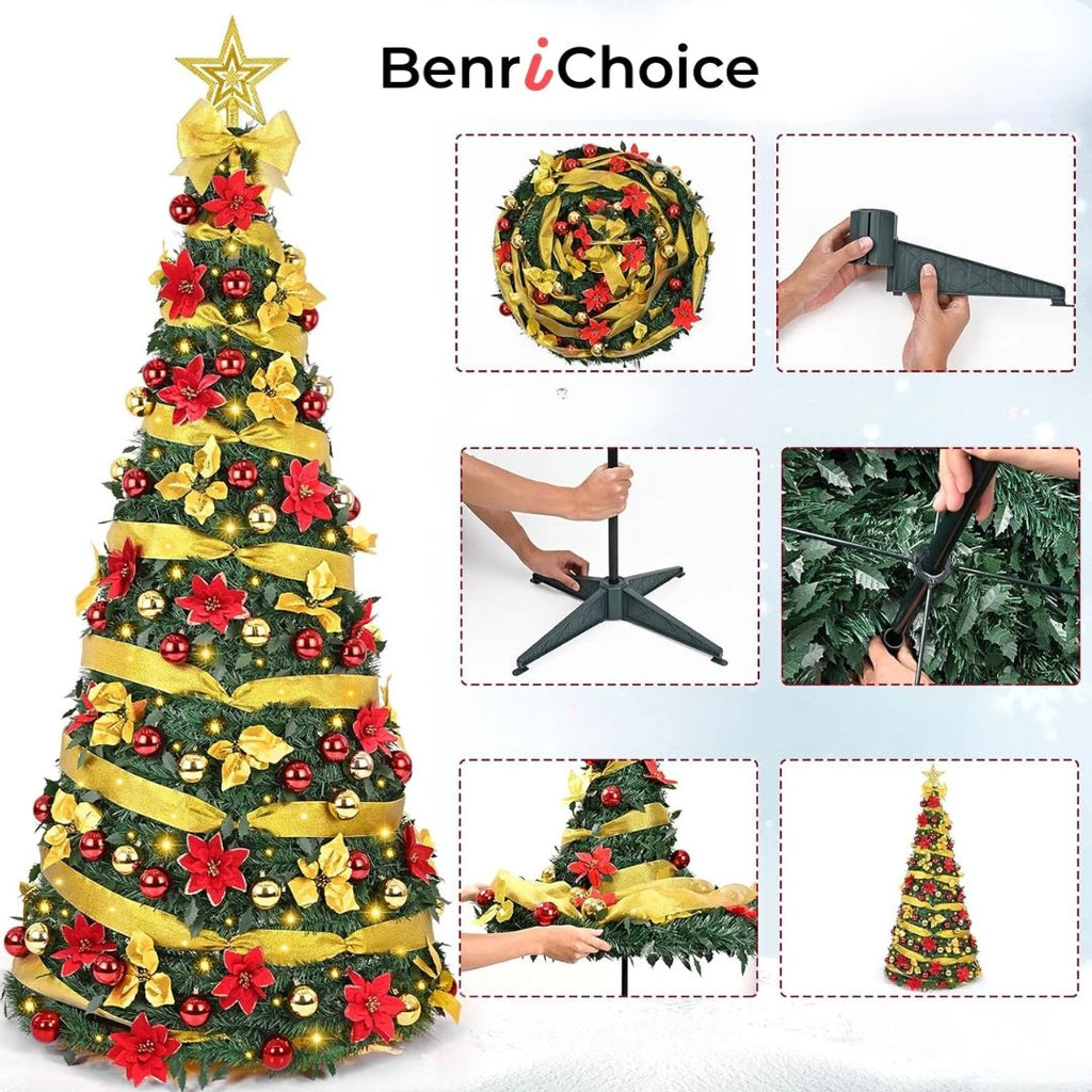 折りたたみ式クリスマスツリー｜120cm / 150cm / 180cm簡単1分セットアップ｜送料無料