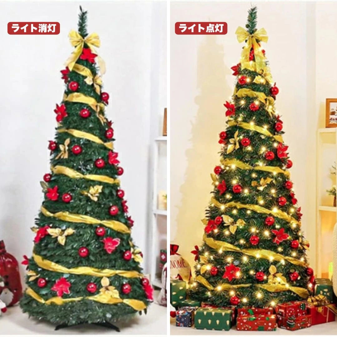 折りたたみ式クリスマスツリー｜120cm / 150cm / 180cm簡単1分セットアップ｜送料無料