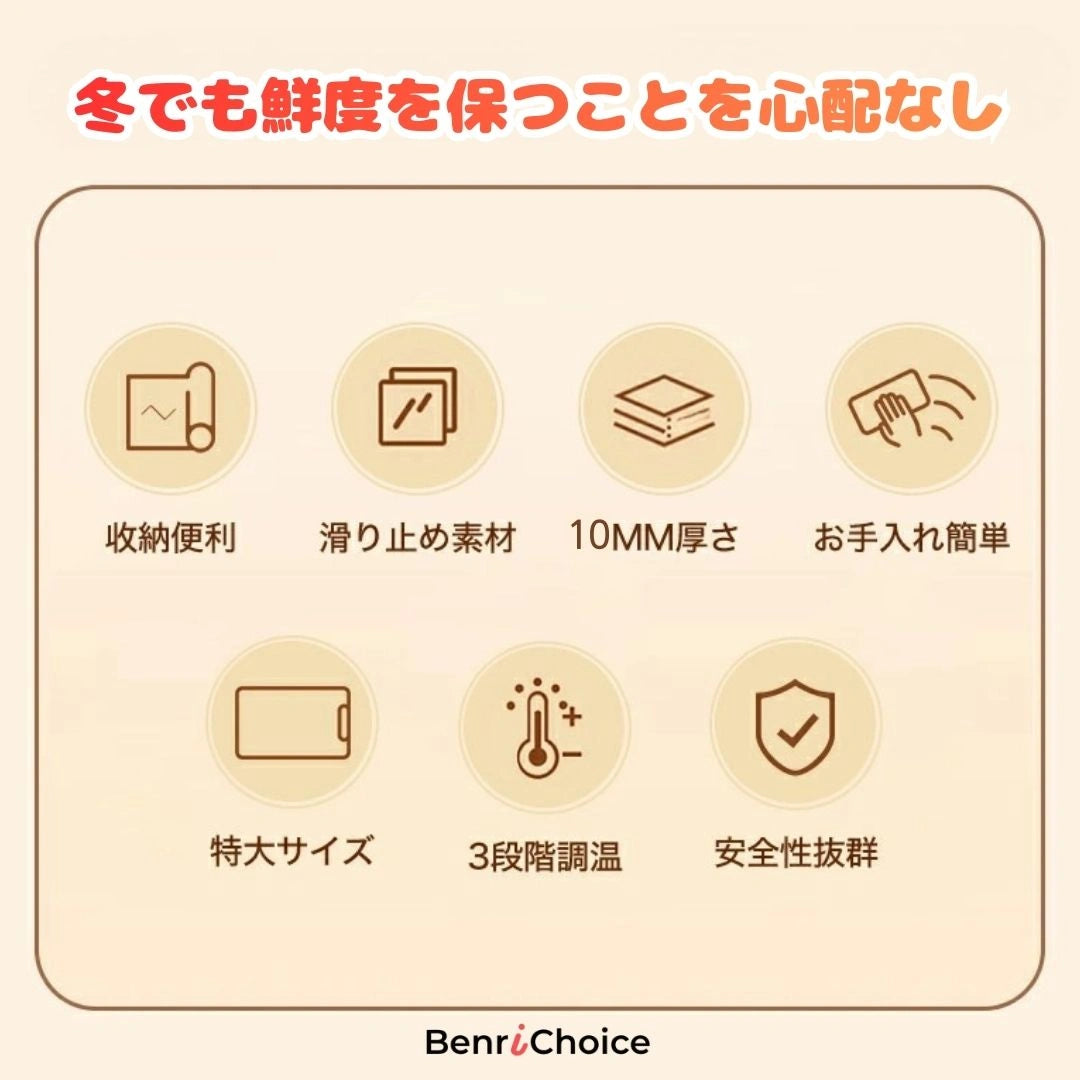 Benri Choice™ 超薄型フードウォーマーマット（巻き取り式）｜料理をあたたかく保つ
