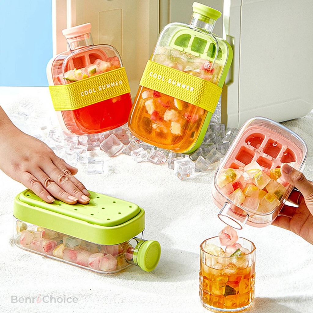 「2in1 プッシュ式製氷ポット」おしゃれ＆便利なアイスキューブメーカー！