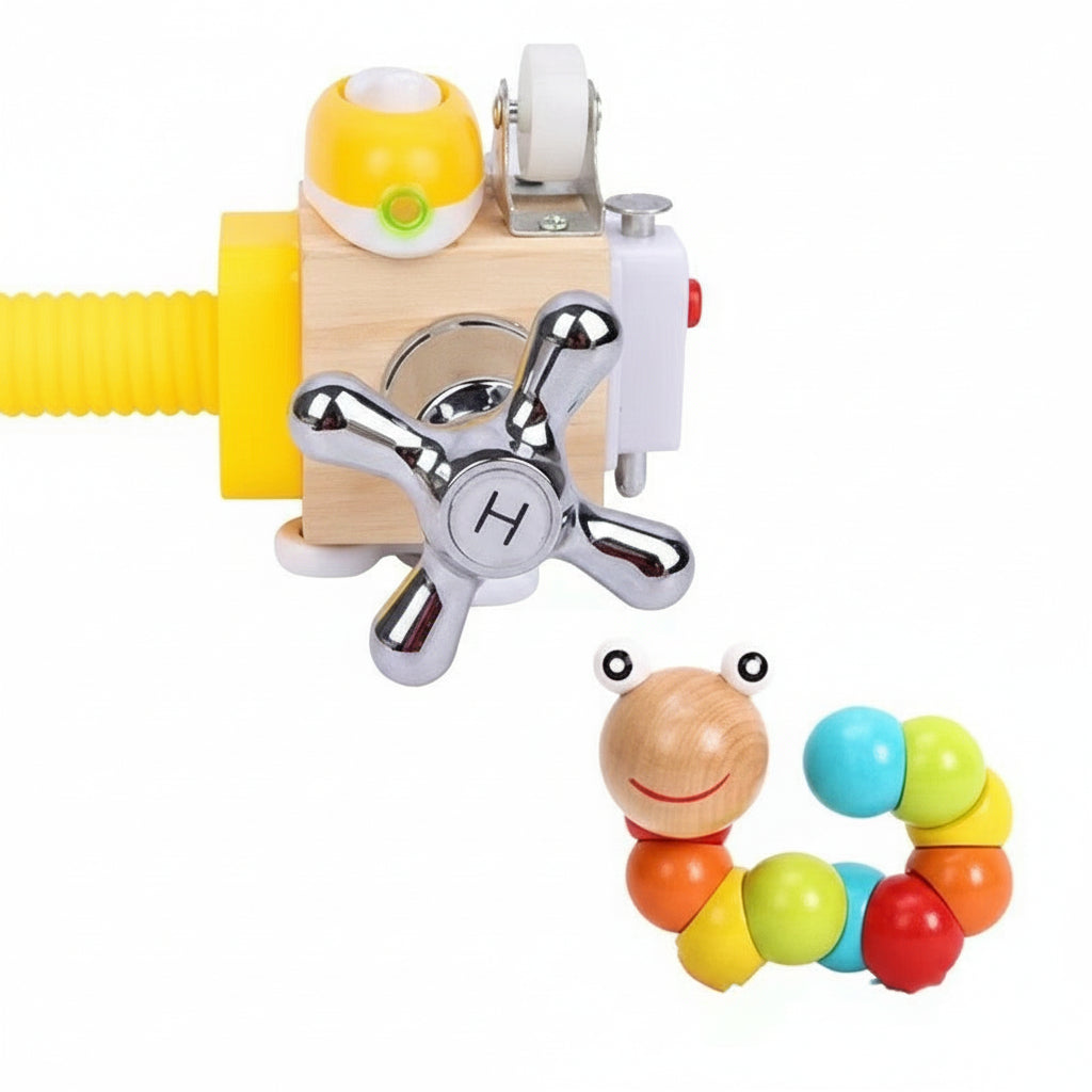 モンテッソーリ 木製ビジーキューブ｜0〜3歳 指先・集中力 知育おもちゃ